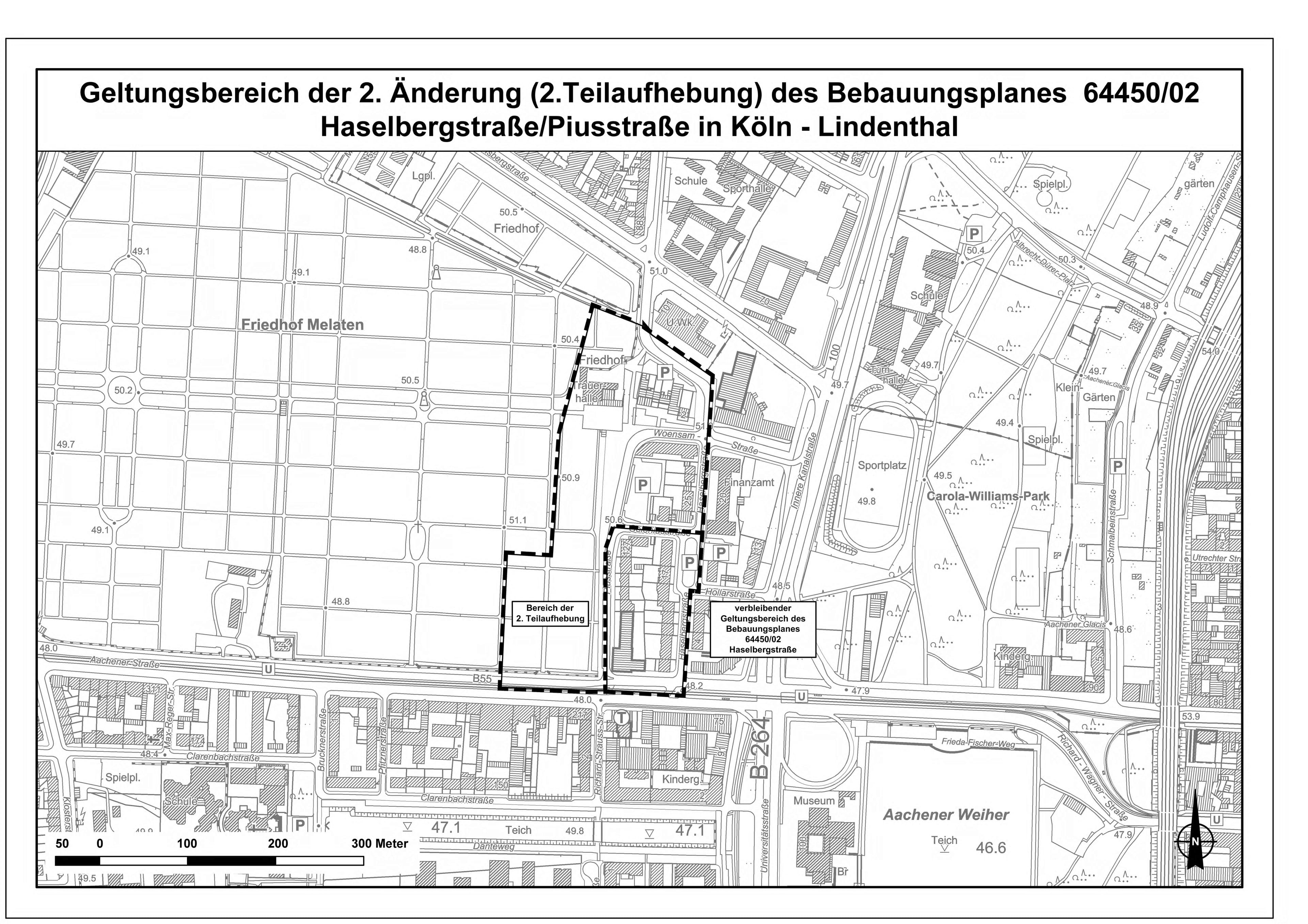 Haselbergstraße/Piusstraße, 2. Änderung (2. Teilaufhebung) in Köln-Lindenthal