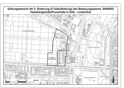 Haselbergstraße/Piusstraße, 2. Änderung (2. Teilaufhebung) in Köln-Lindenthal