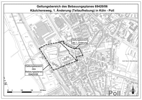 Käulchensweg in Köln-Poll, 1. Änderung (Teilaufhebung)