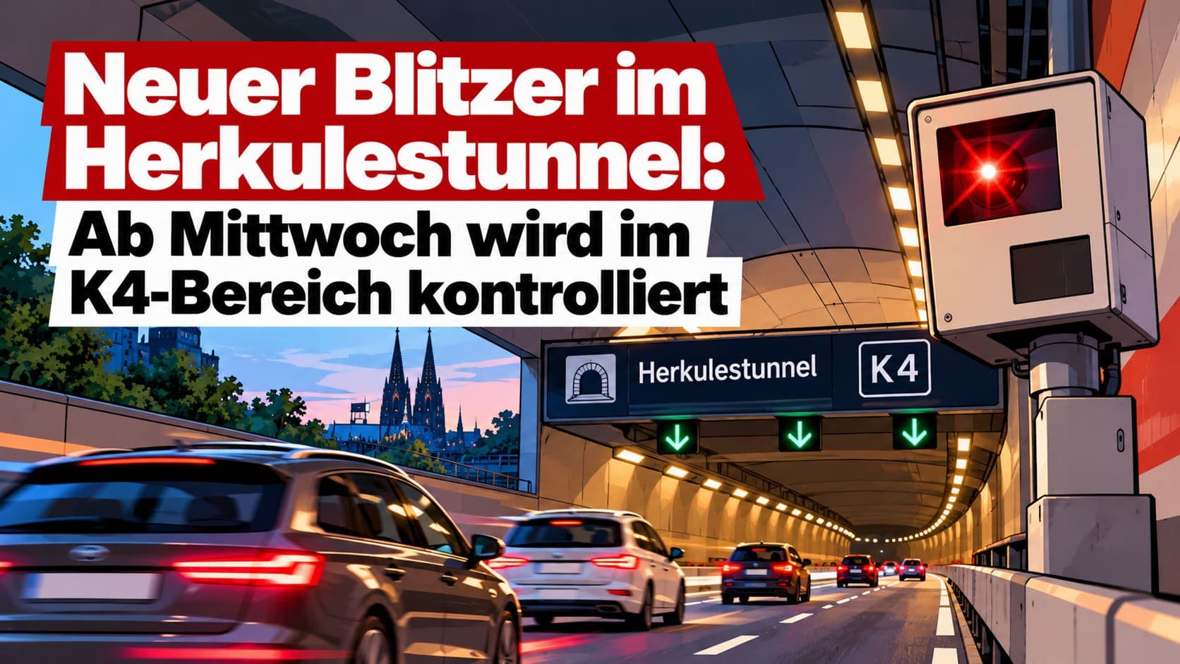 Neuer Blitzer im Herkulestunnel: Ab Mittwoch wird im K4-Bereich kontrolliert