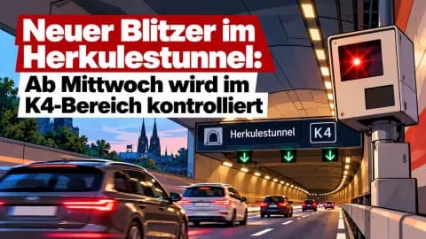 Neuer Blitzer im Herkulestunnel: Ab Mittwoch wird im K4-Bereich kontrolliert