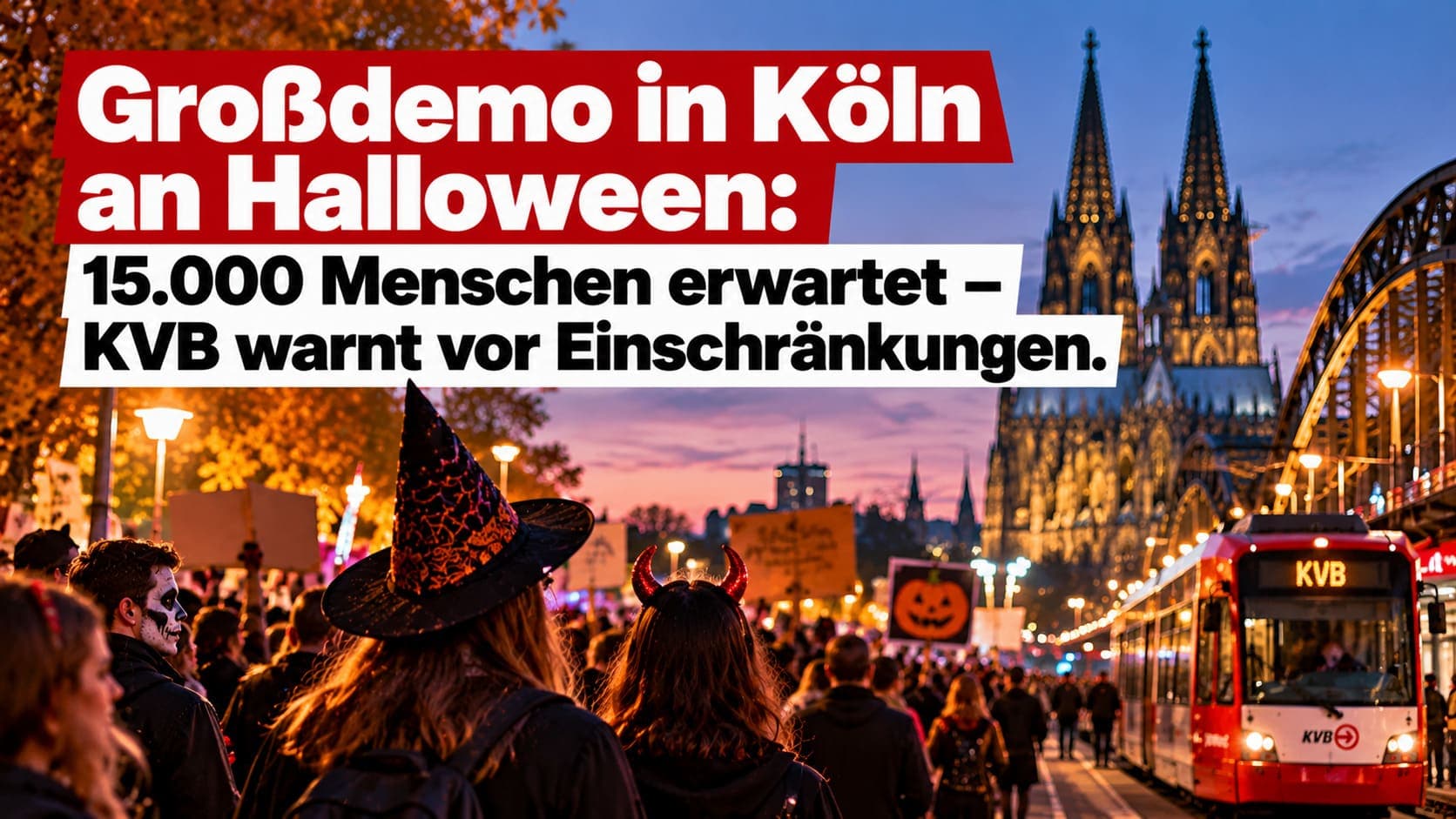 Großdemo an Halloween: 15.000 Menschen erwartet – KVB warnt vor Einschränkungen