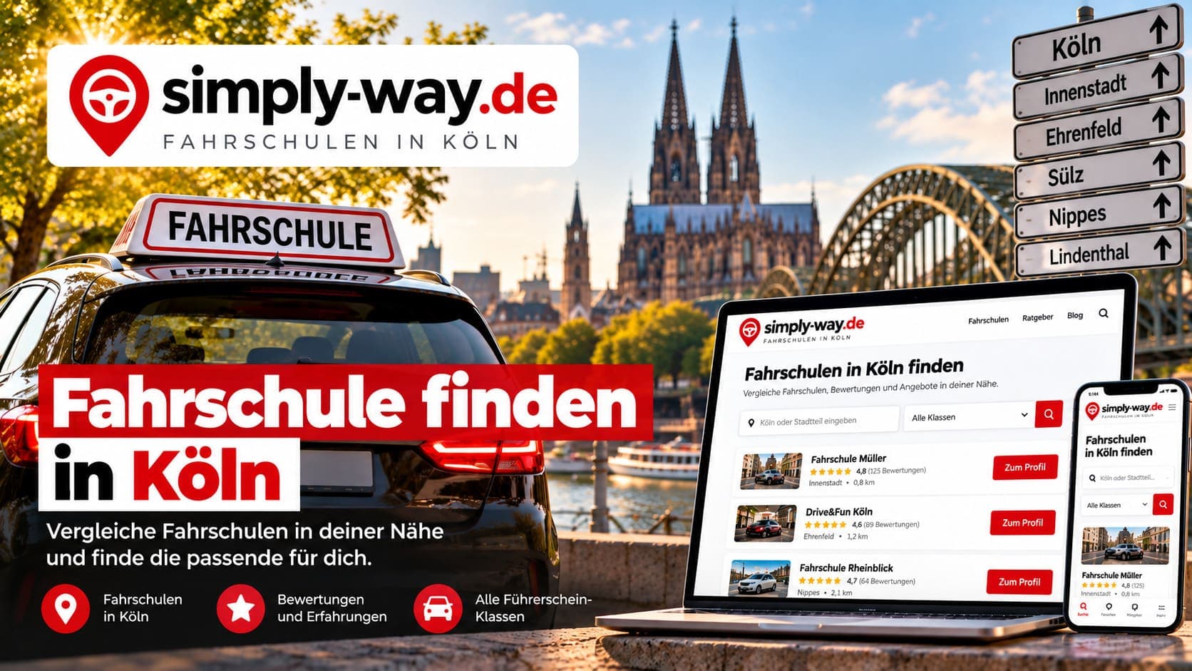 Die richtige Fahrschule in Köln finden: Mit simply-way.de zur passenden Fahrschule