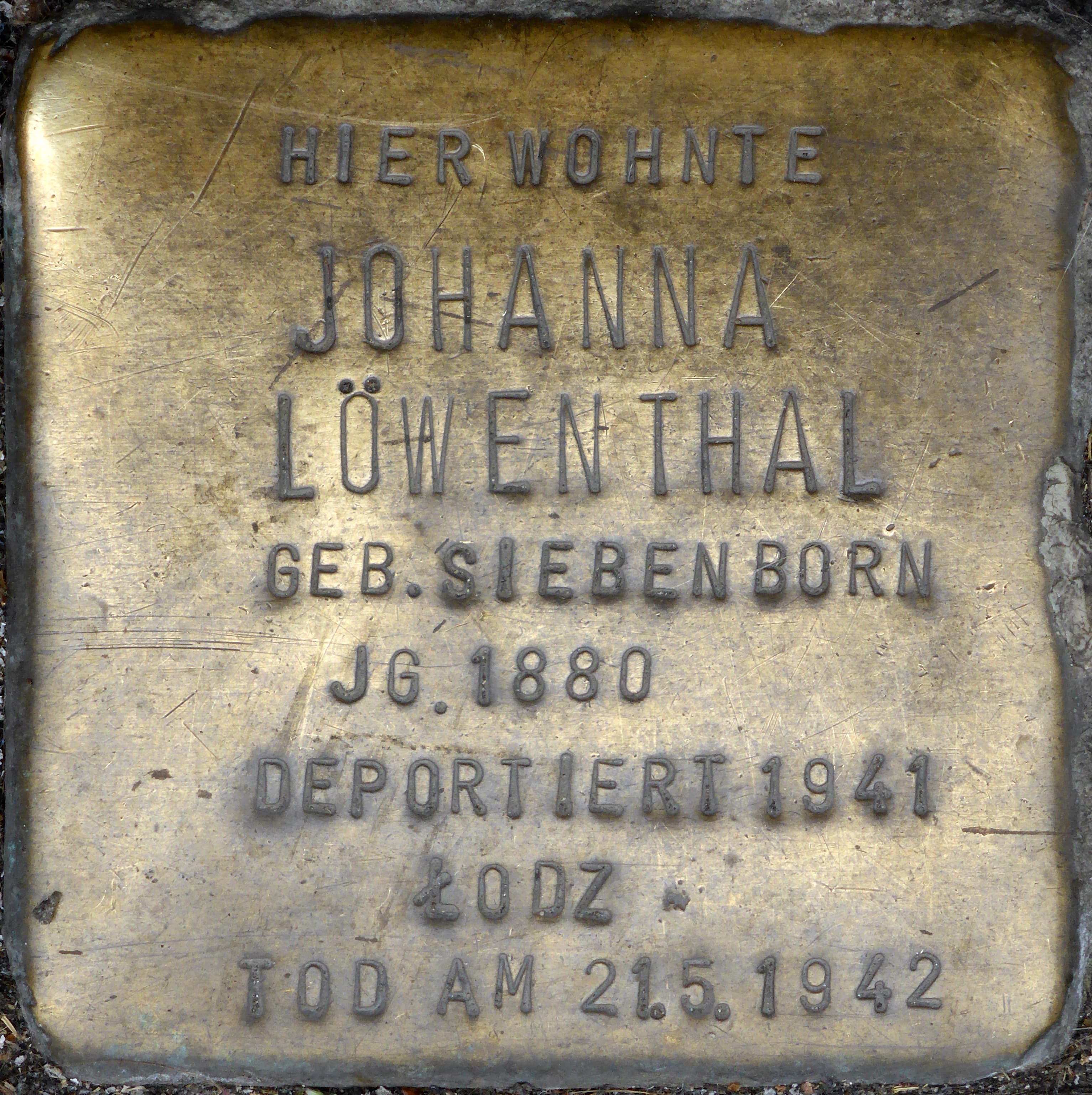 Johanna Löwenthal geb. Siebenborn