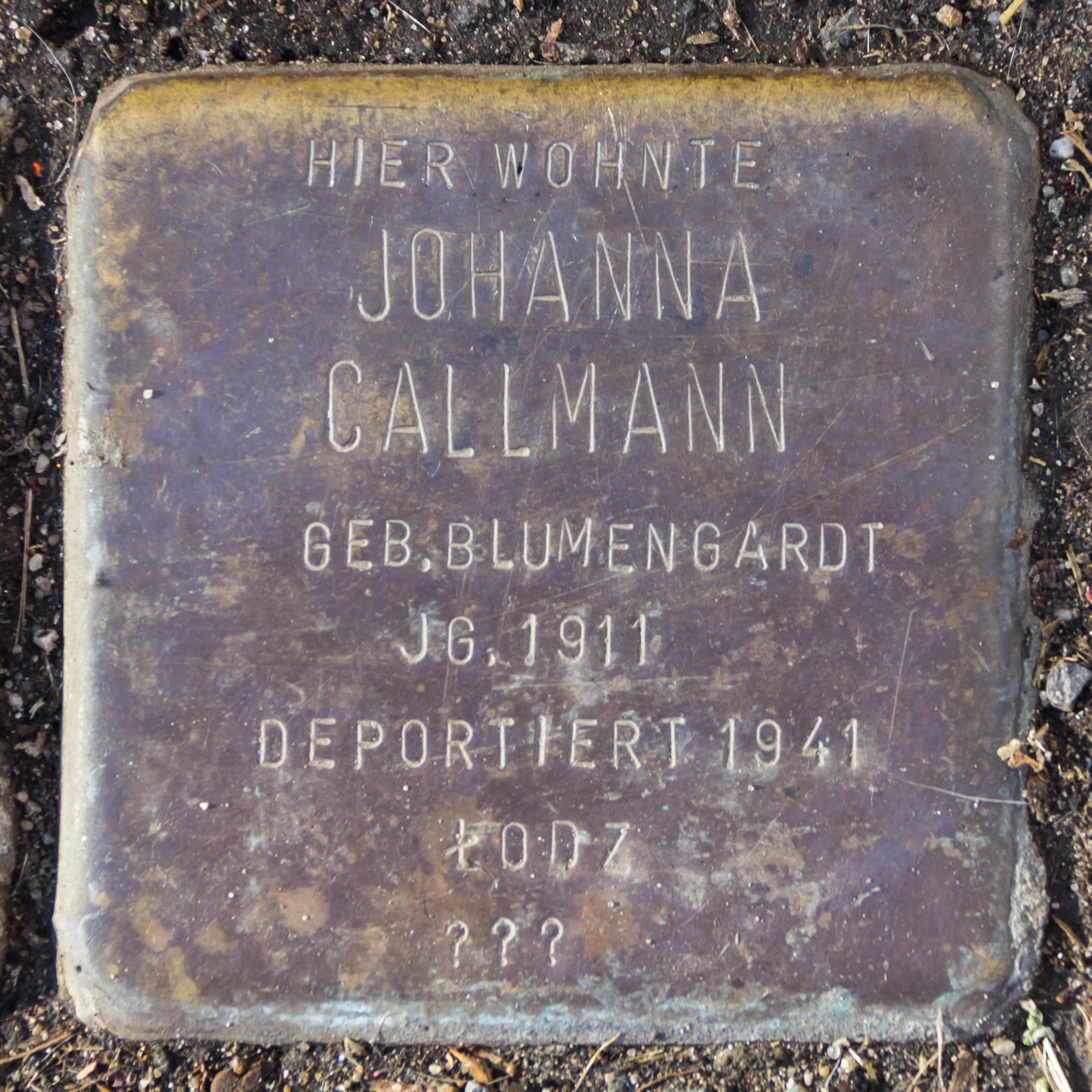 Johanna Callmann geb. Blumengardt