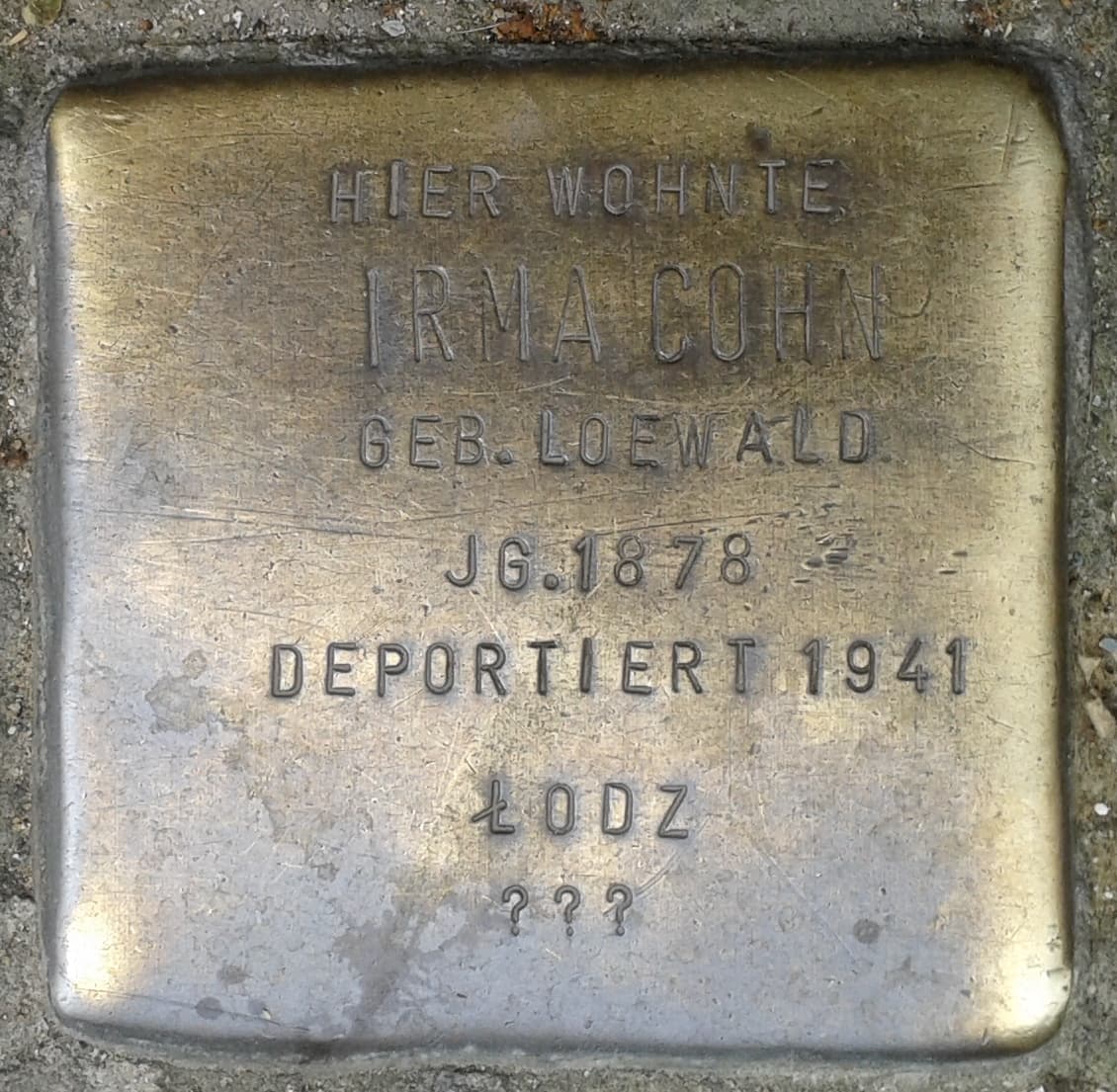 Irma Cohn geb. Loewald
