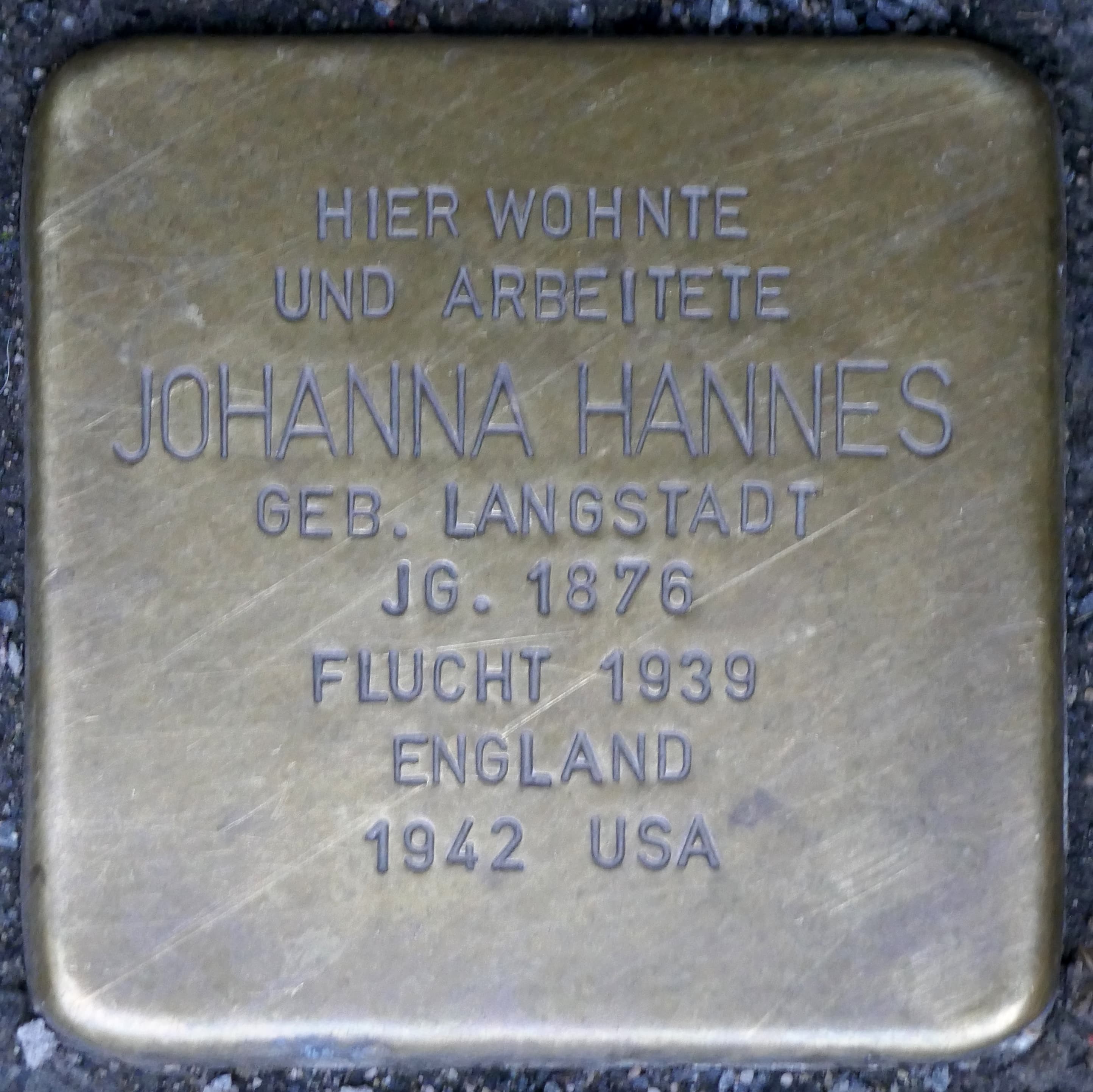 Johanna Hannes geb. Langstadt