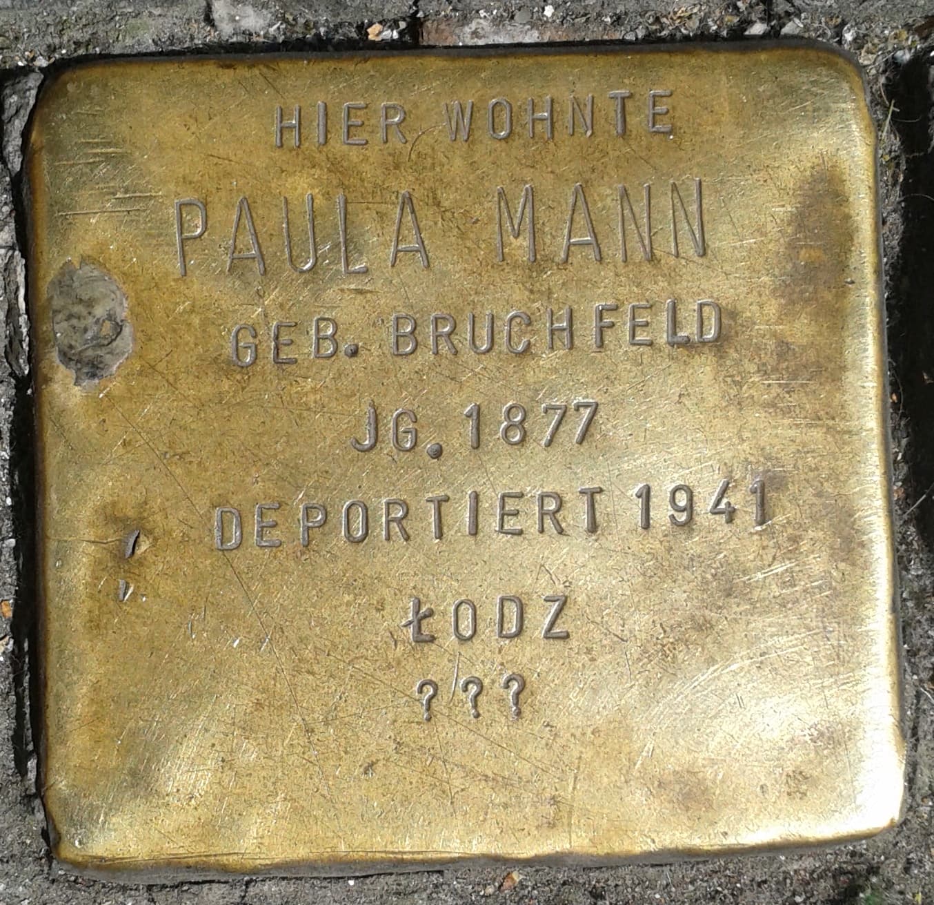 Paula Mann geb. Bruchfeld