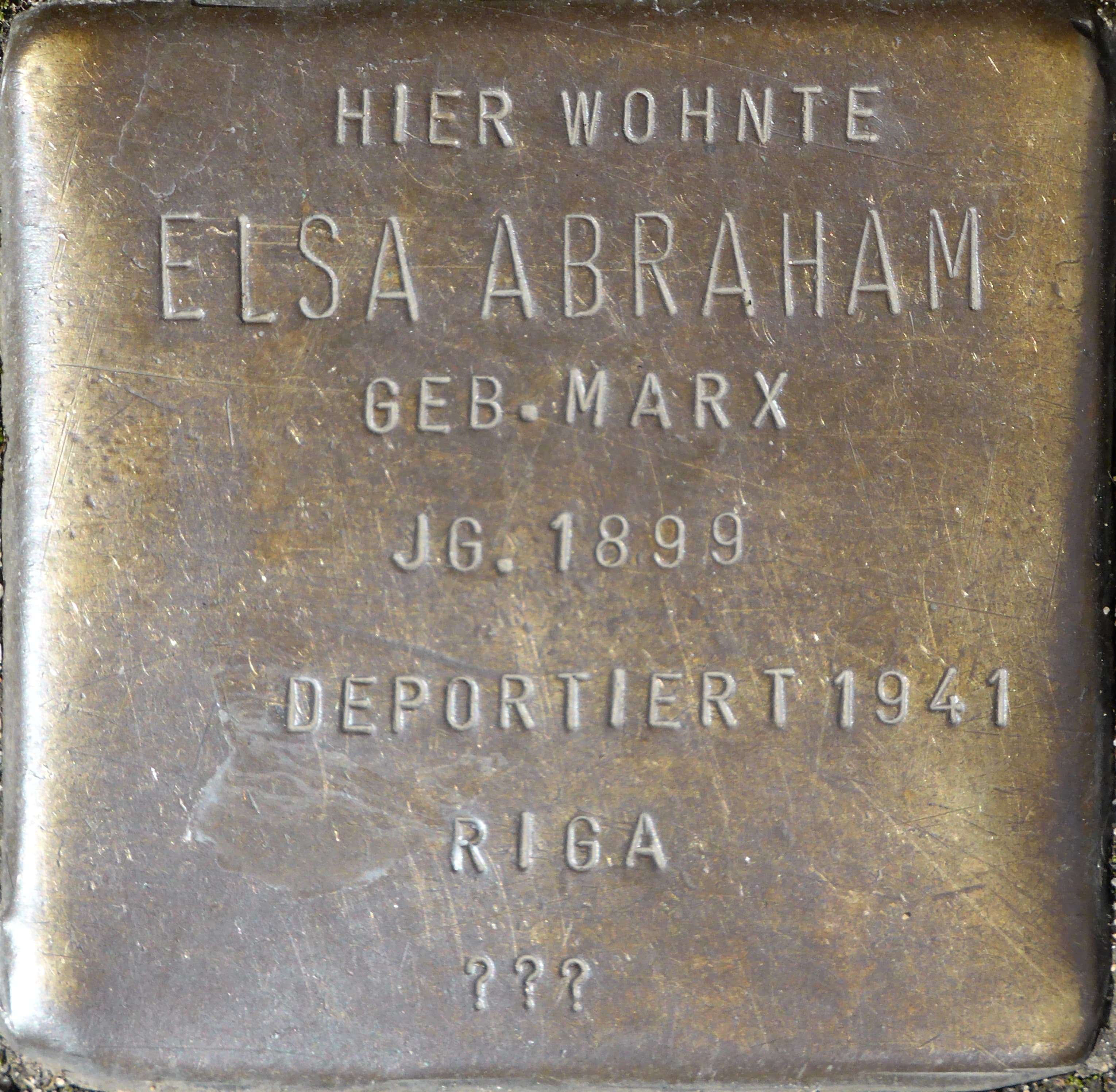 Elsa Abraham geb. Marx